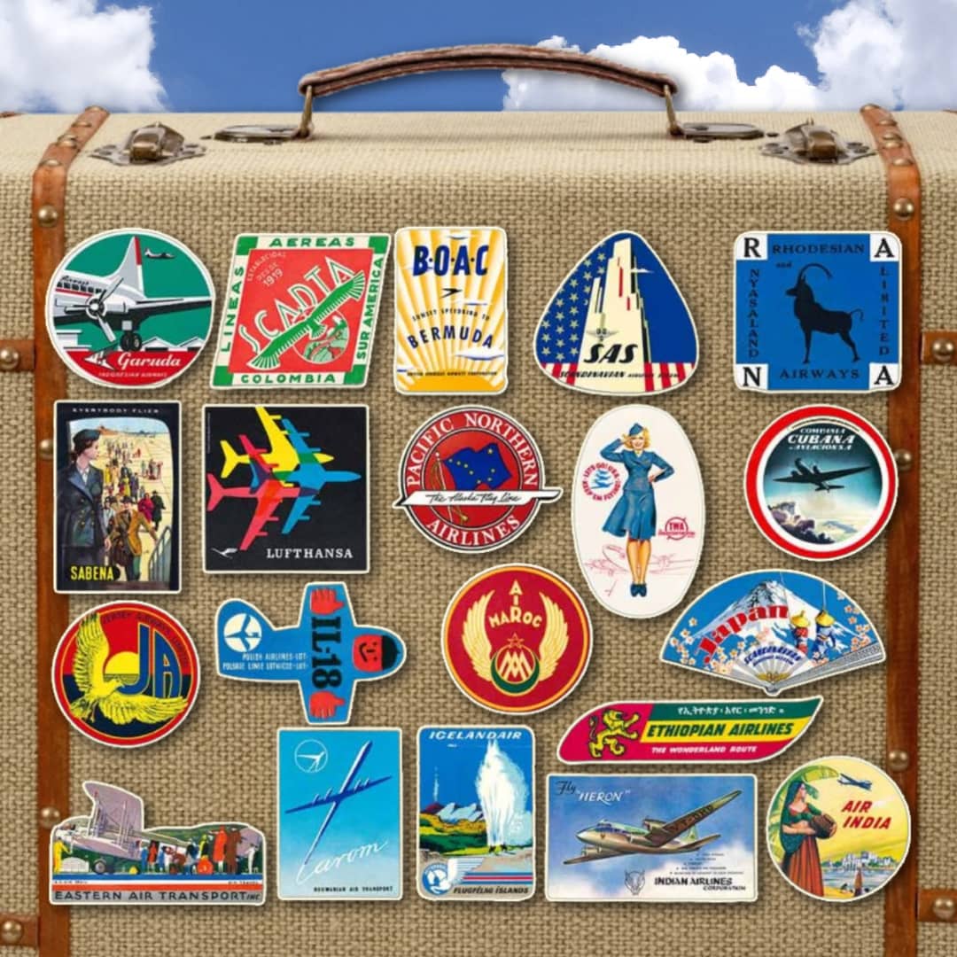 vintage travel stickers